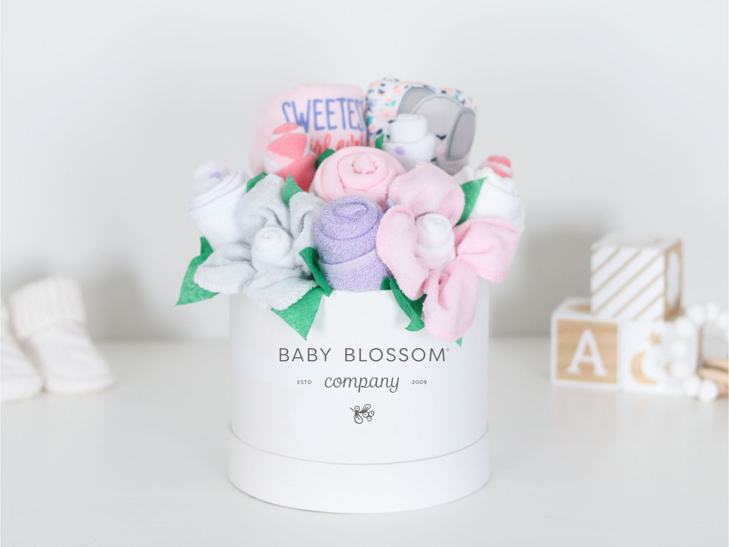 Floral Elephant Baby Girl Bouquet Gift Set
