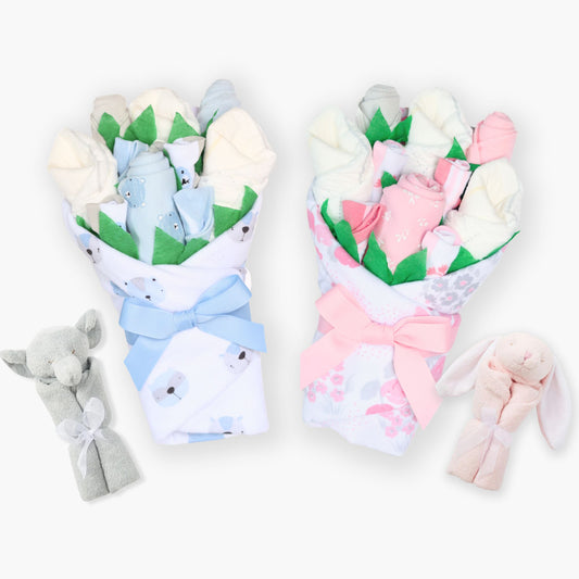 Twin Baby Gift Set - Bouquets & Lovey Blanket