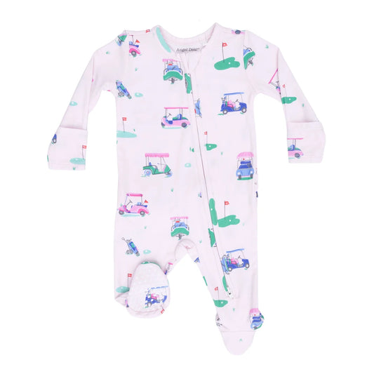 Pink Vintage Golf Carts Footie