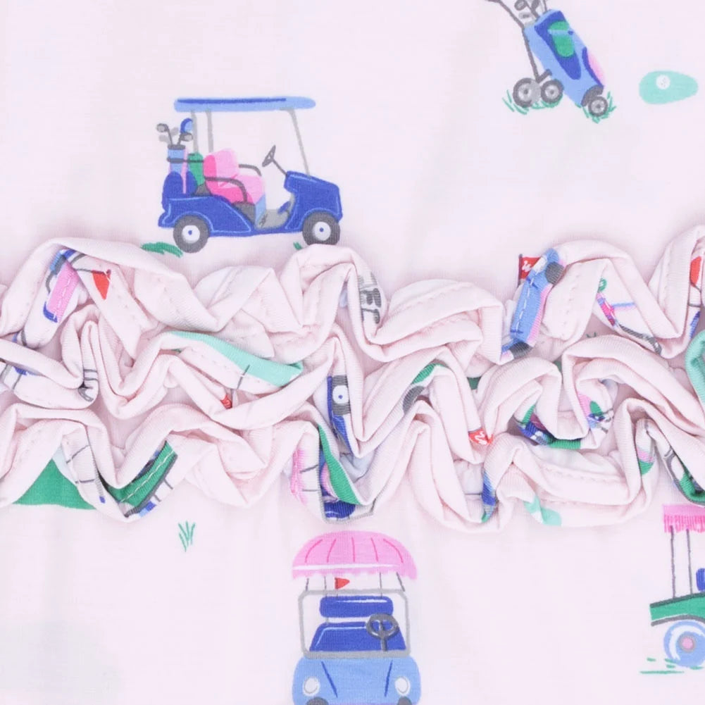 Pink Vintage Golf Carts Footie