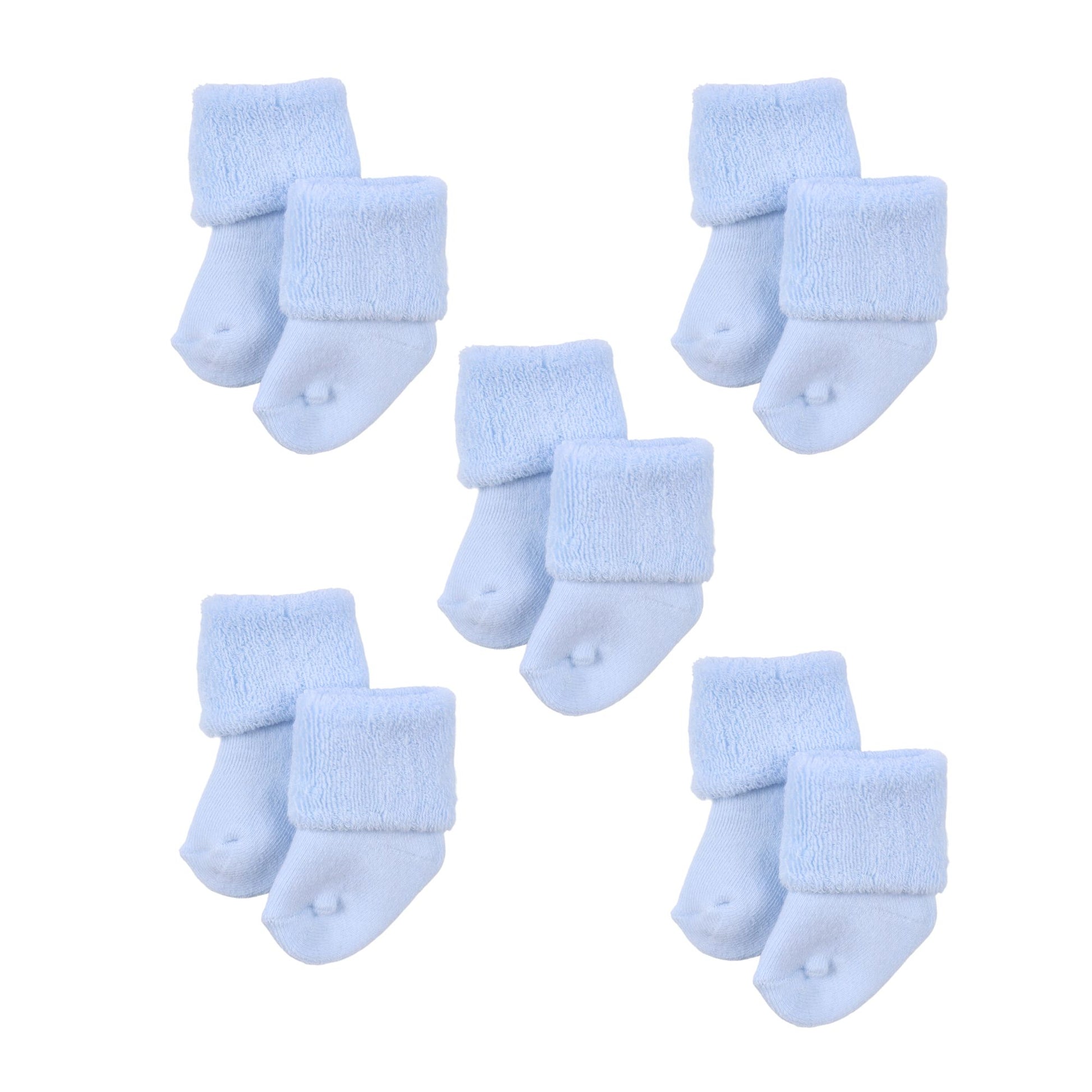 baby blossom knit newborn sock pack in baby blue