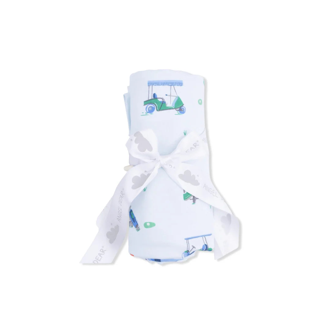 Blue Vintage Golf Cart Swaddle Blanket