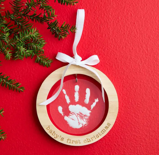 mud pie baby's first christmas hand print ornament