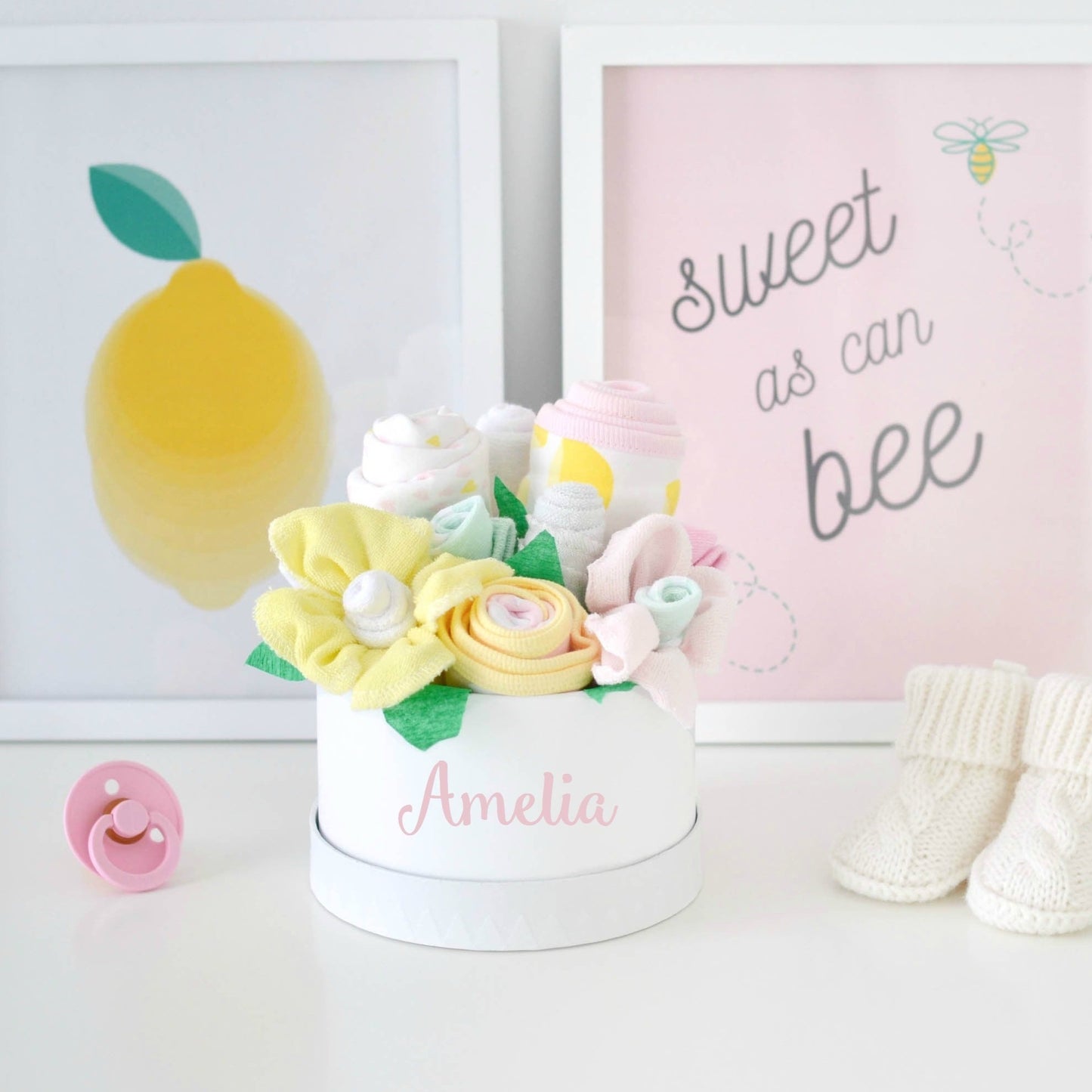 personalized baby girl gift box lemon