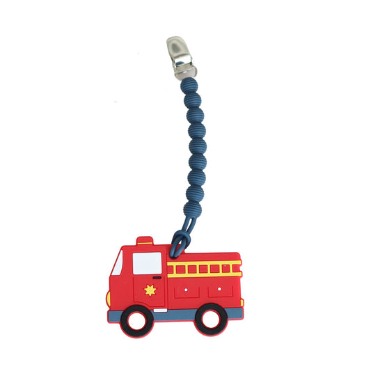 mud pie fire truck clip on teether