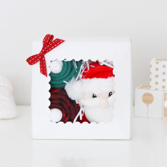 first christmas baby gift box with receiving blankets socks and santa security blanket