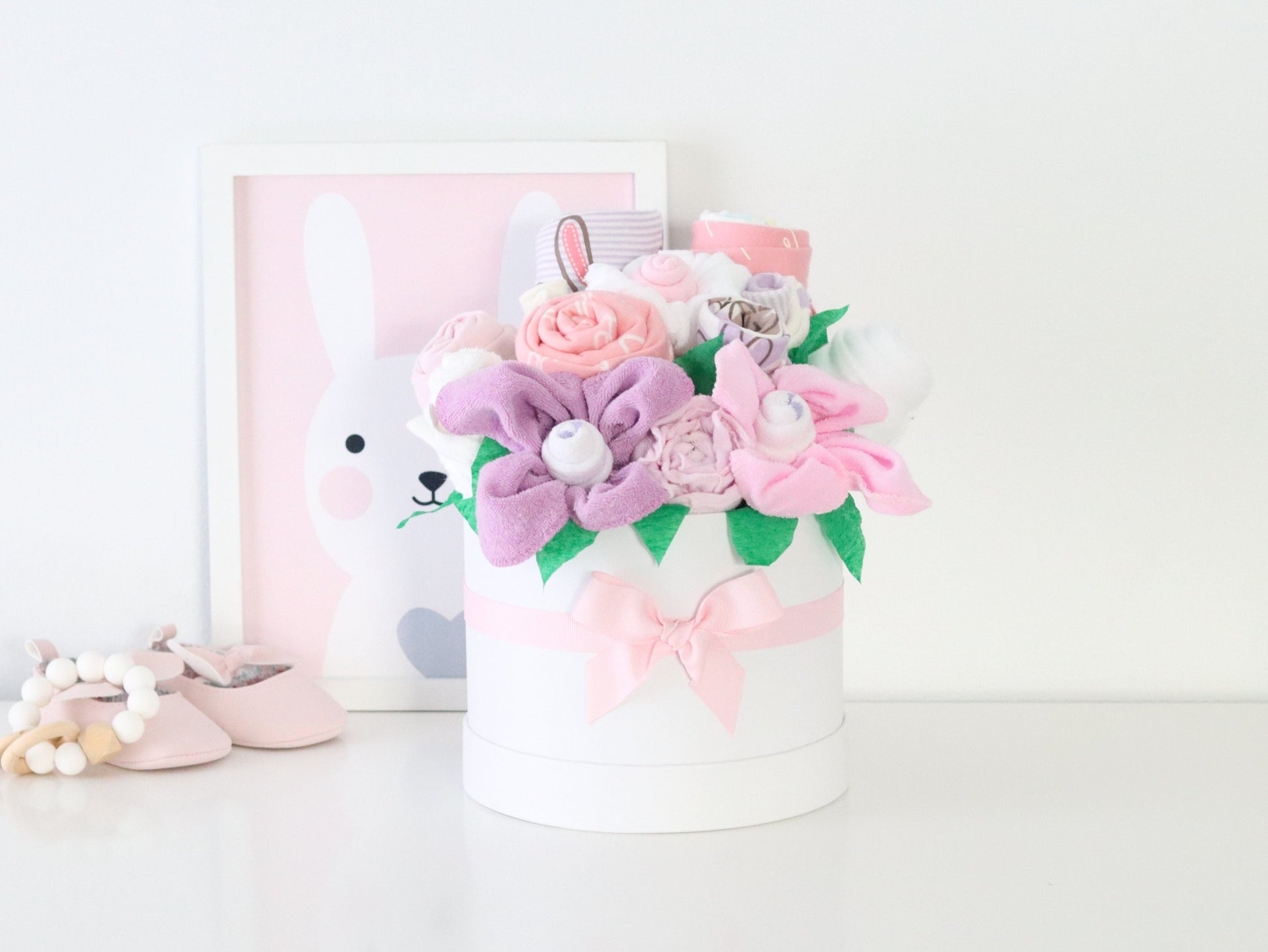 deluxe bunny baby girl gift box with a bow