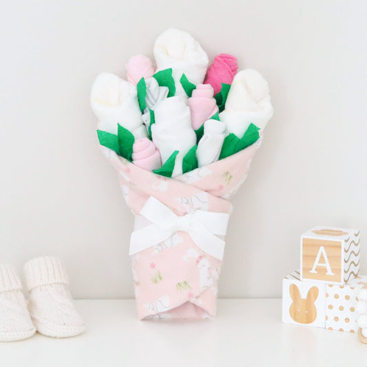pink bunny baby girl gift bouquet