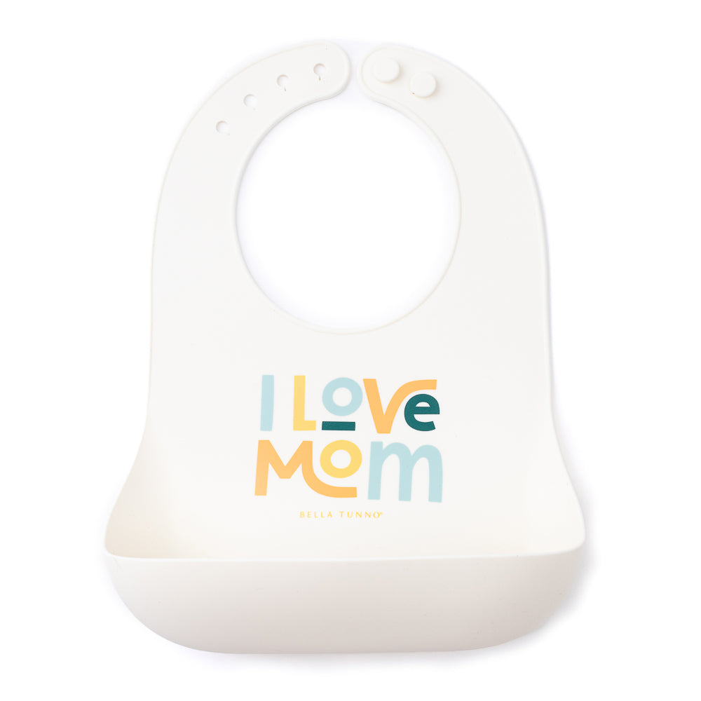 I Love Mom Silicone Bib