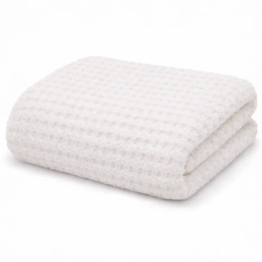 Chenille Waffle Blanket- White
