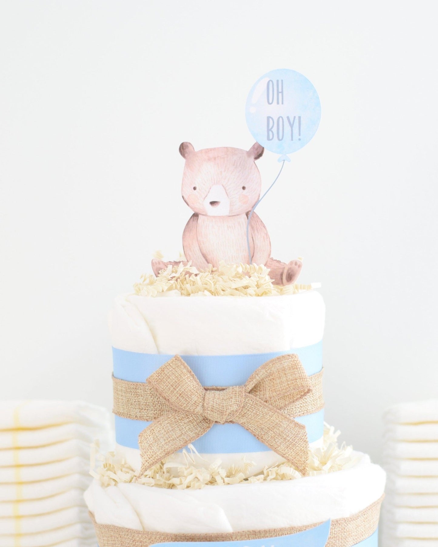 Baby Bear Burlap Diaper Cake - Baby Blossom Company