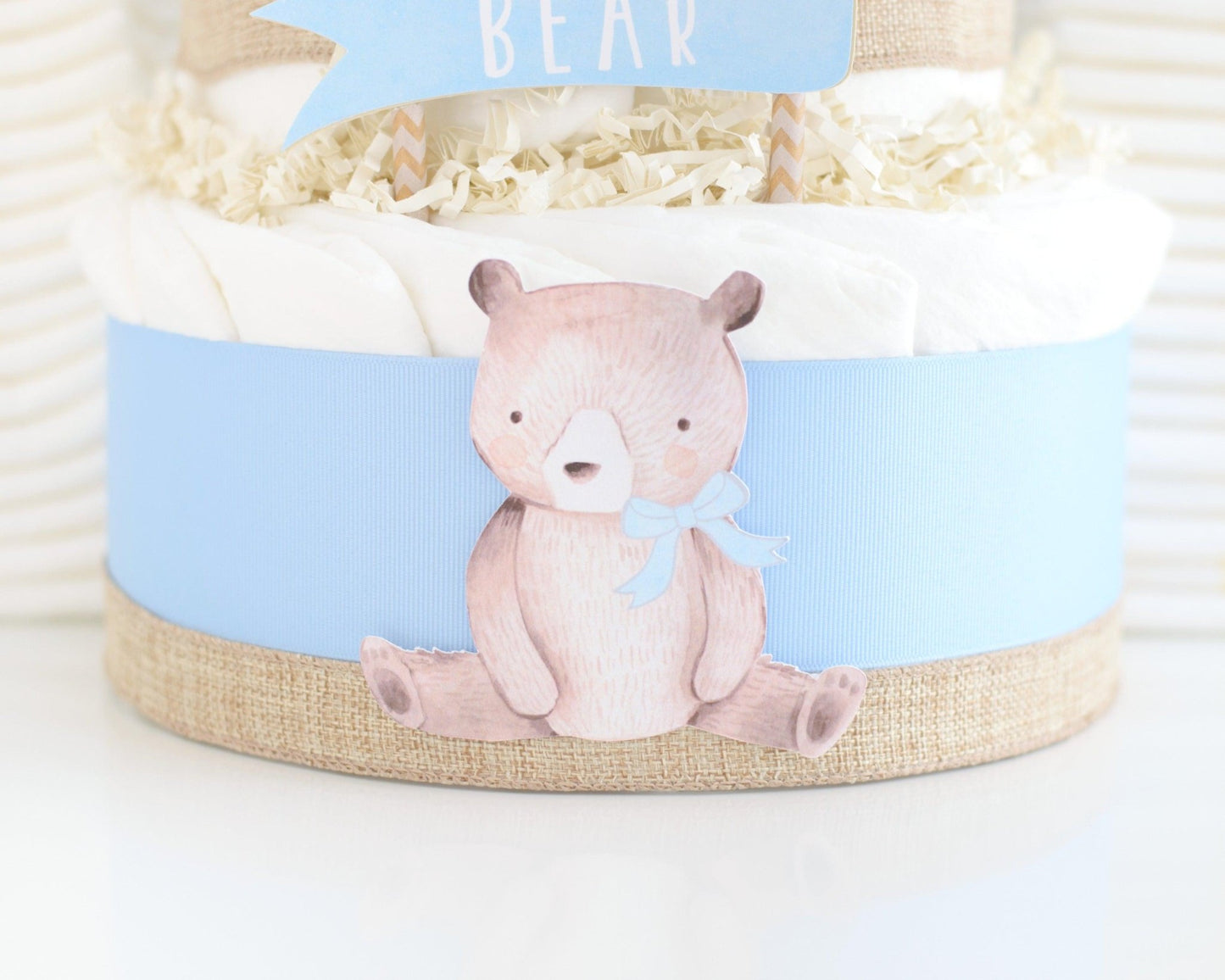 Baby Bear Burlap Diaper Cake - Baby Blossom Company