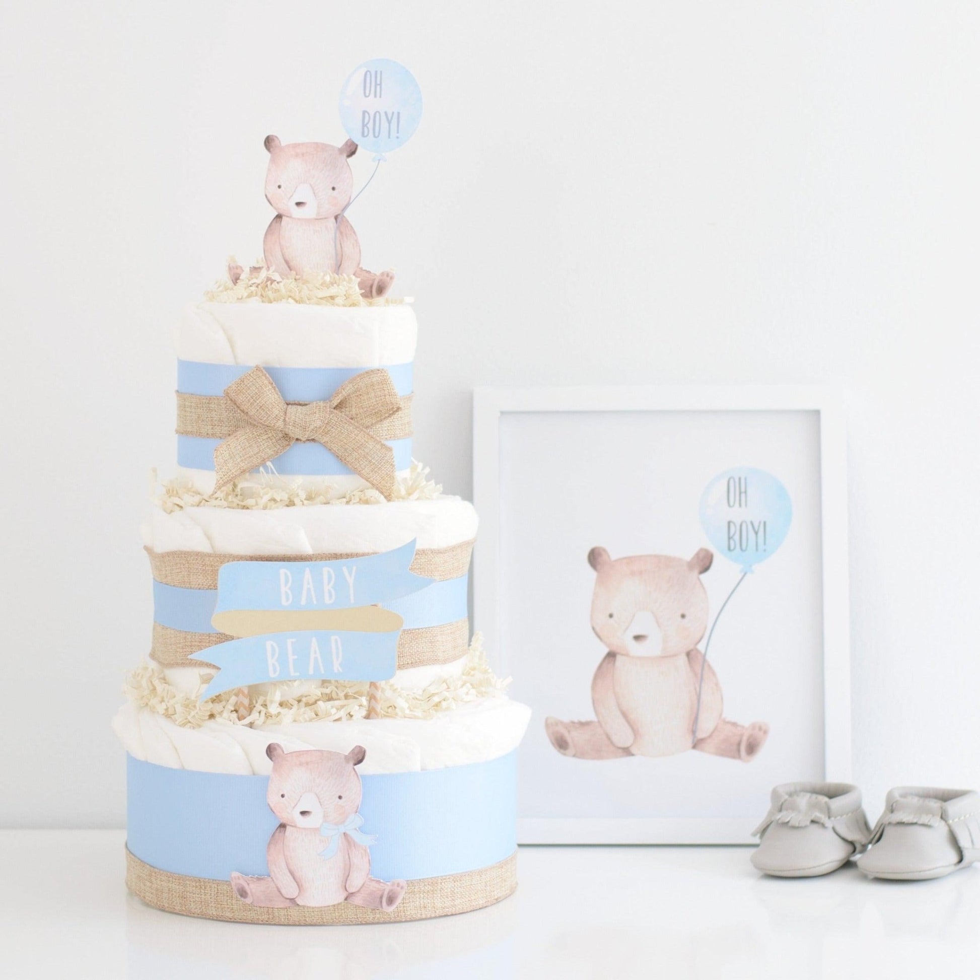 Baby Bear Burlap Diaper Cake - Baby Blossom Company