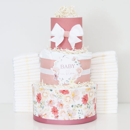 baby in bloom boho floral diaper cake