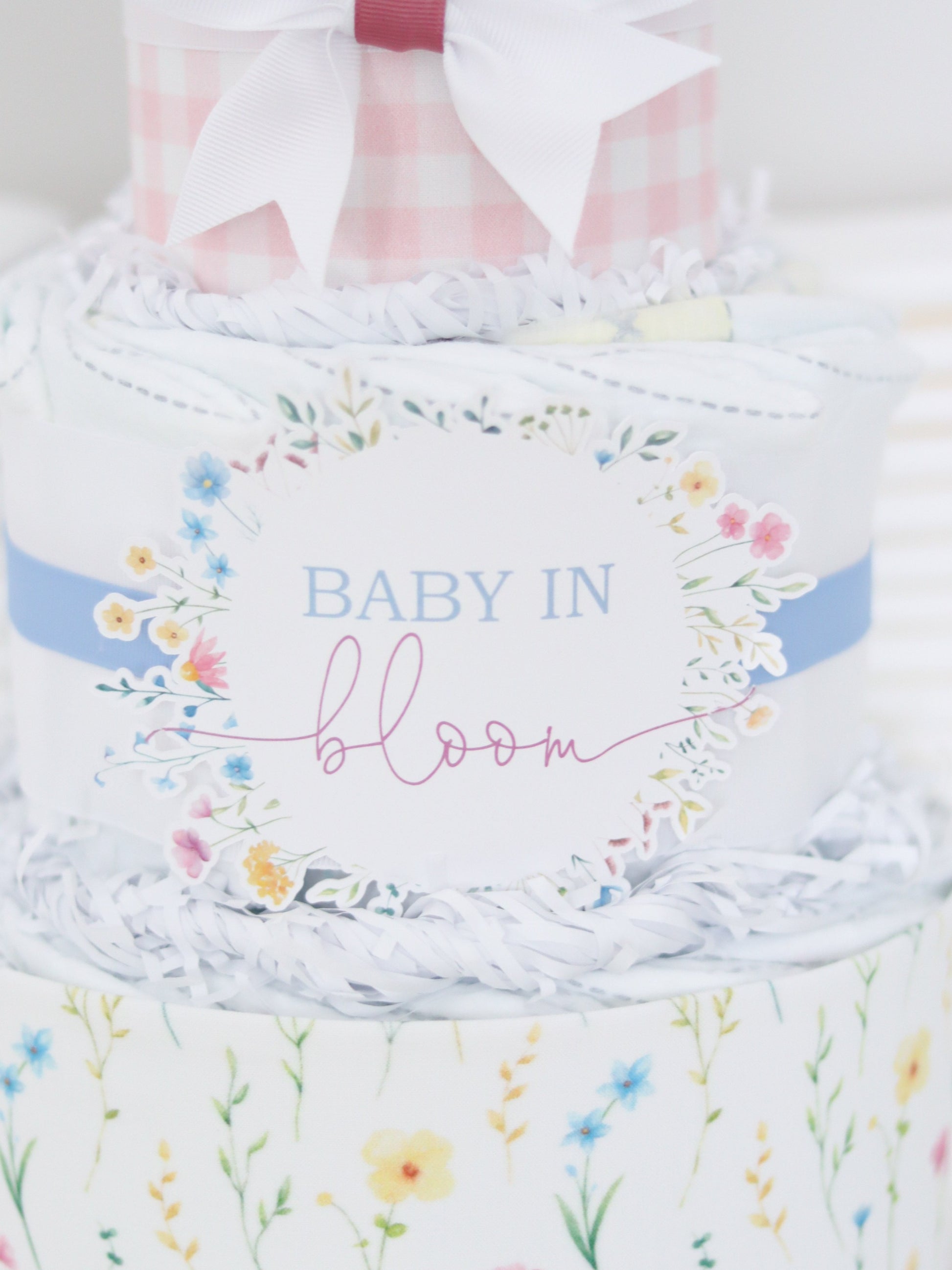 baby in bloom wildflower diaper cake sign pink