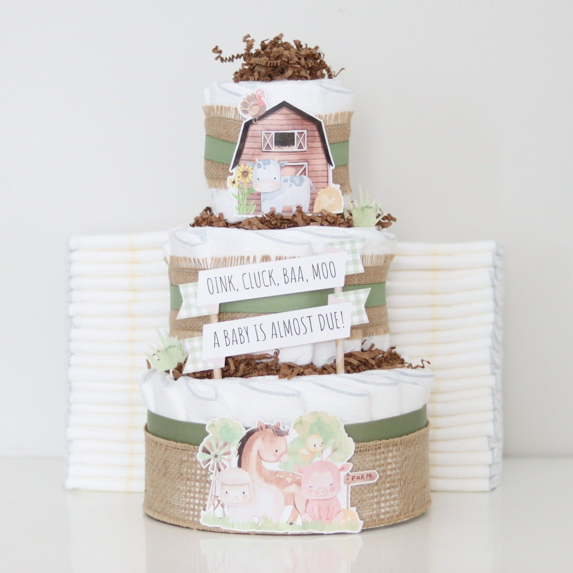 Barnyard Diaper Cake 3 Tier - Baby Shower outlet Centerpiece