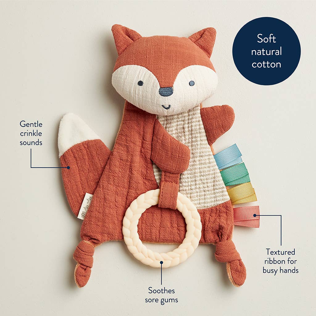 Bitzy Crinkle™ Sensory Toy with Teether: Fox - Baby Blossom Company