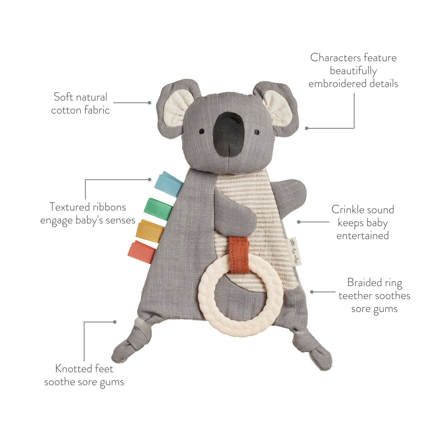 Bitzy Crinkle™ Sensory Toy with Teether - Koala - Baby Blossom Company