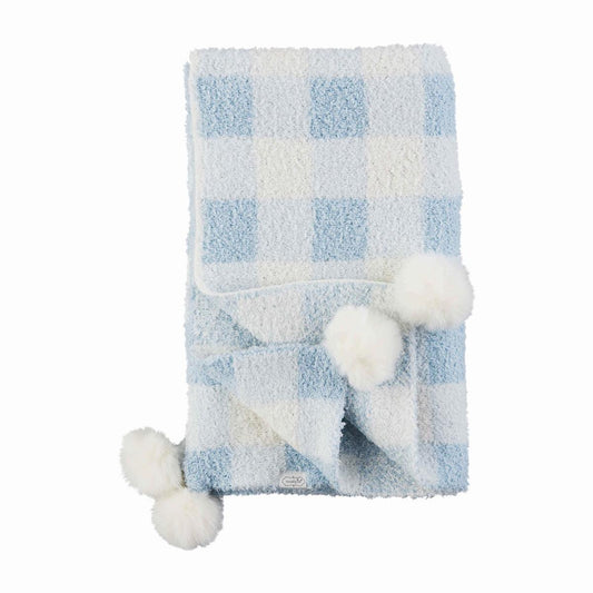 Blue Chenille Gingham Blanket - Baby Blossom Company