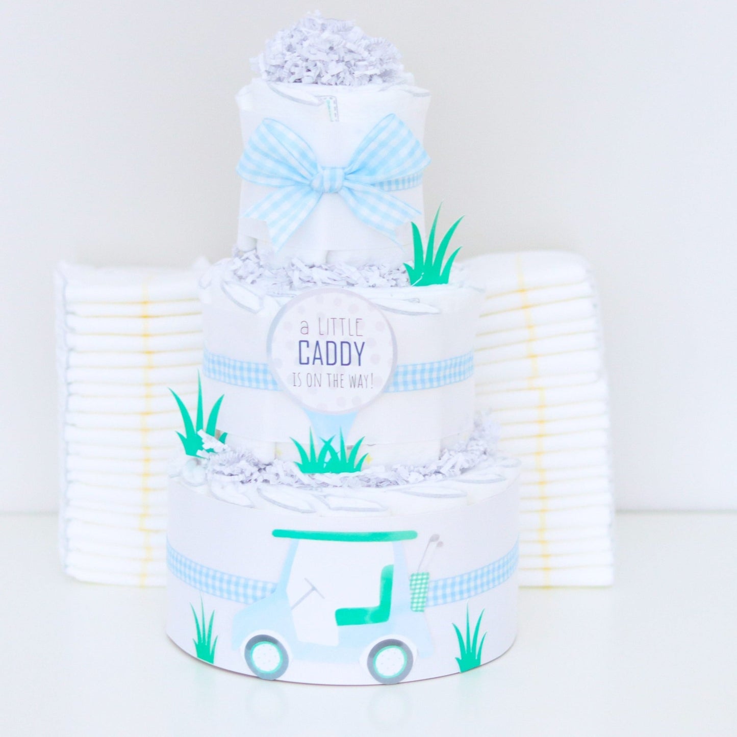 Blue Golf Diaper Cake - Baby Blossom Company