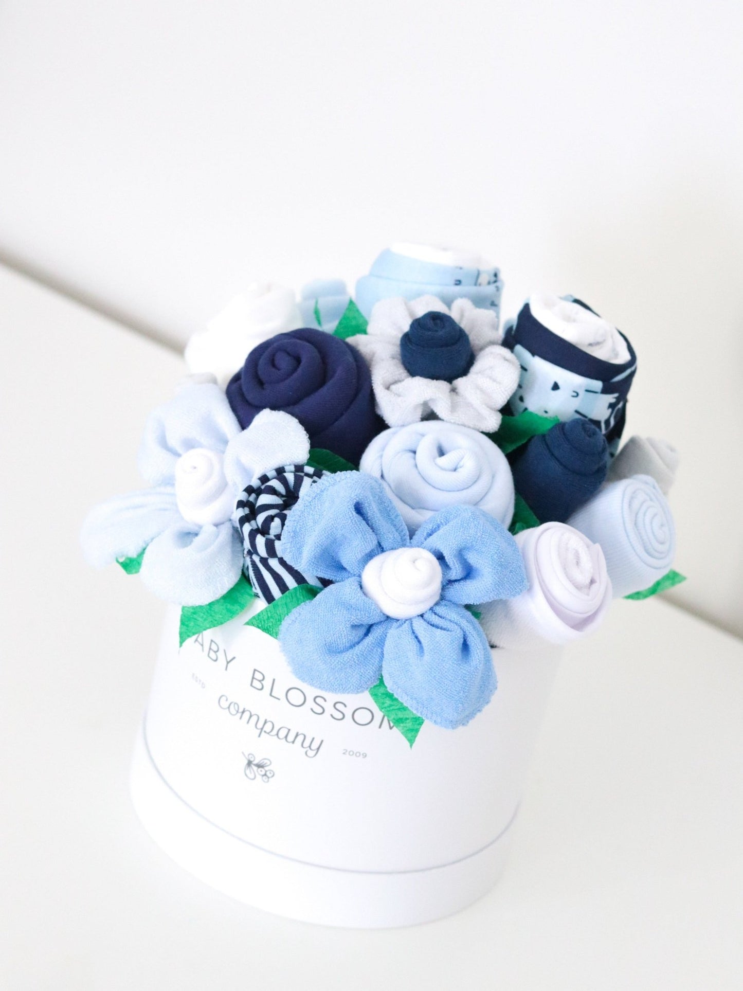 Blue Hatbox Bouquet - Deluxe - Baby Blossom Company