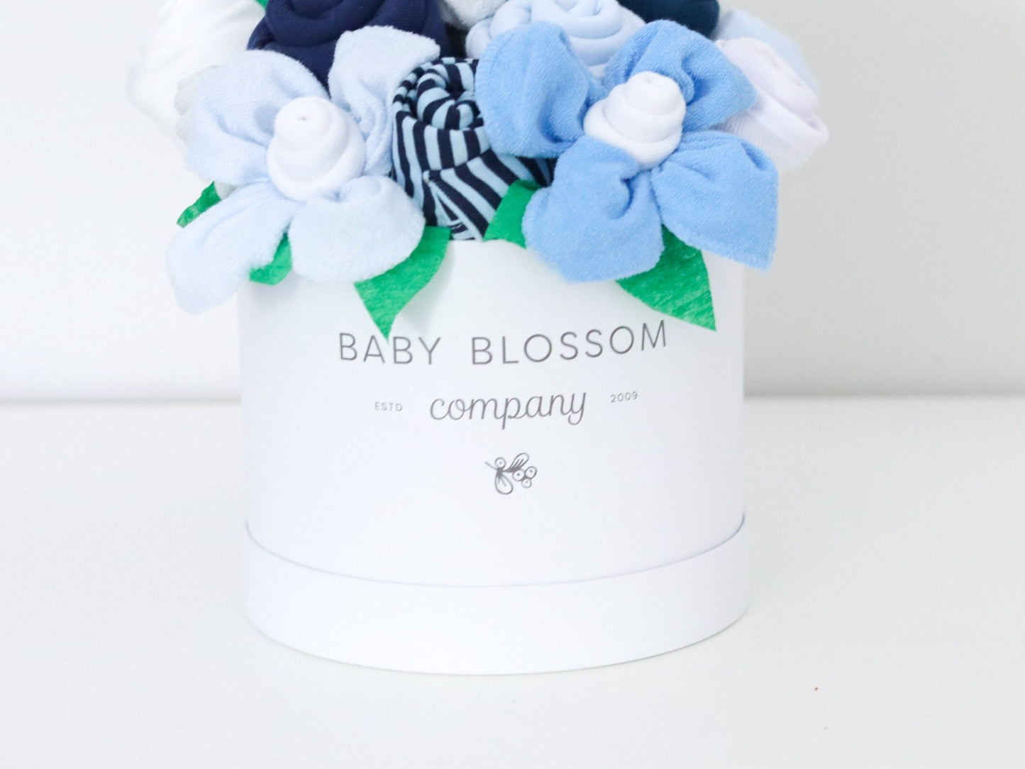 Blue Hatbox Bouquet - Deluxe - Baby Blossom Company