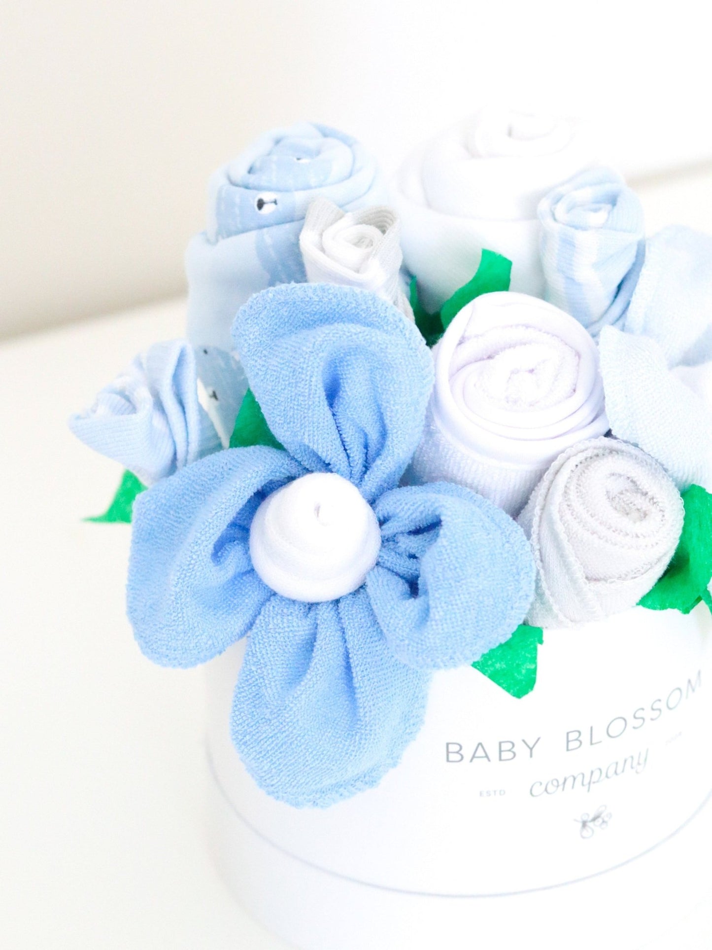 Blue Hatbox Bouquet - Petite - Baby Blossom Company