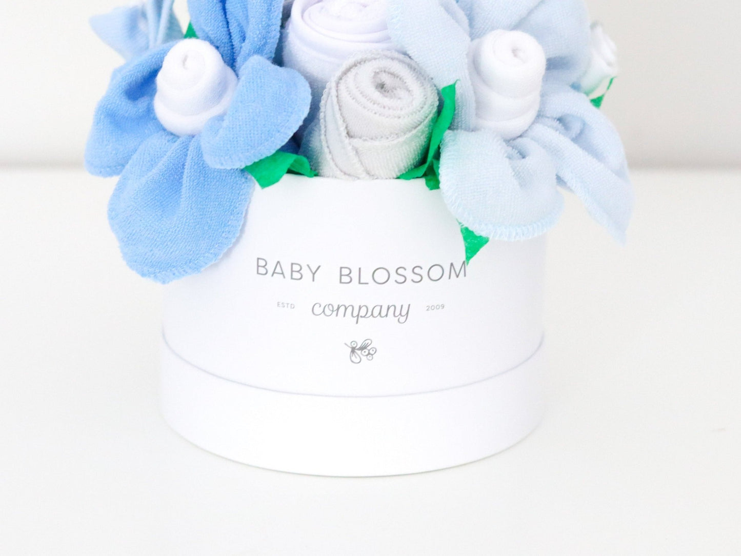 Blue Hatbox Bouquet - Petite - Baby Blossom Company