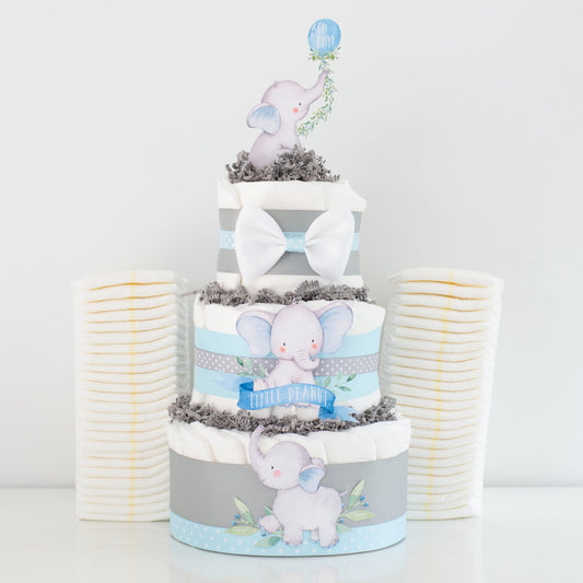 Blue Little Peanut Diaper Cake - Baby Blossom Company