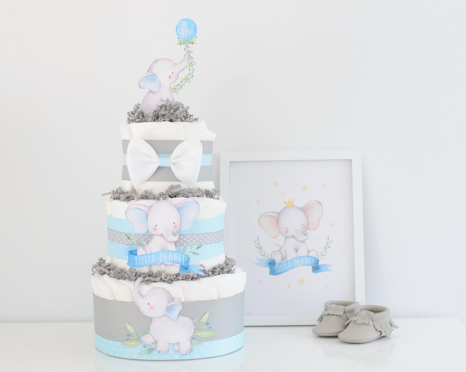 Blue Little Peanut Diaper Cake - Baby Blossom Company