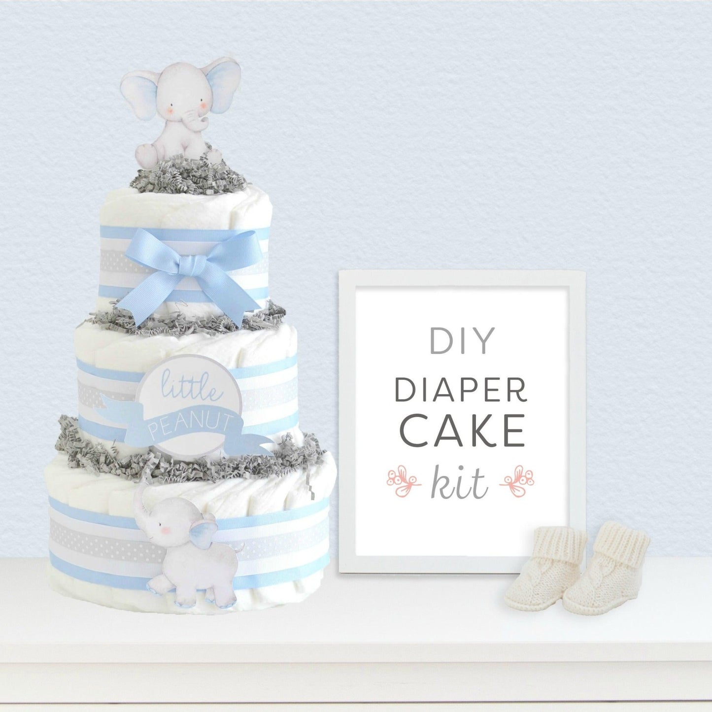 Blue Little Peanut Diaper Cake Kit - Baby Blossom Company