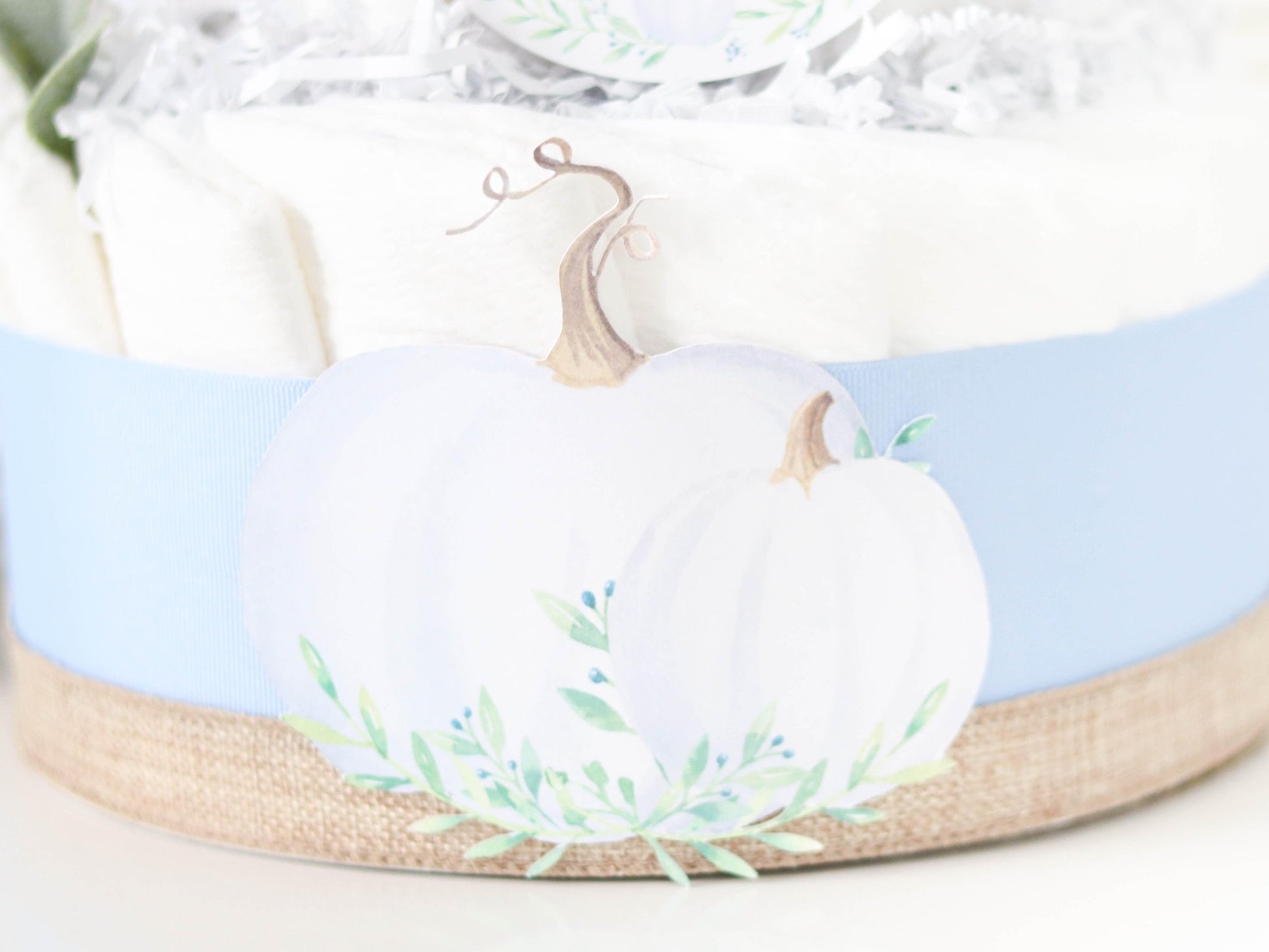 Blue Pumpkin Diaper Cake - Baby Blossom Company