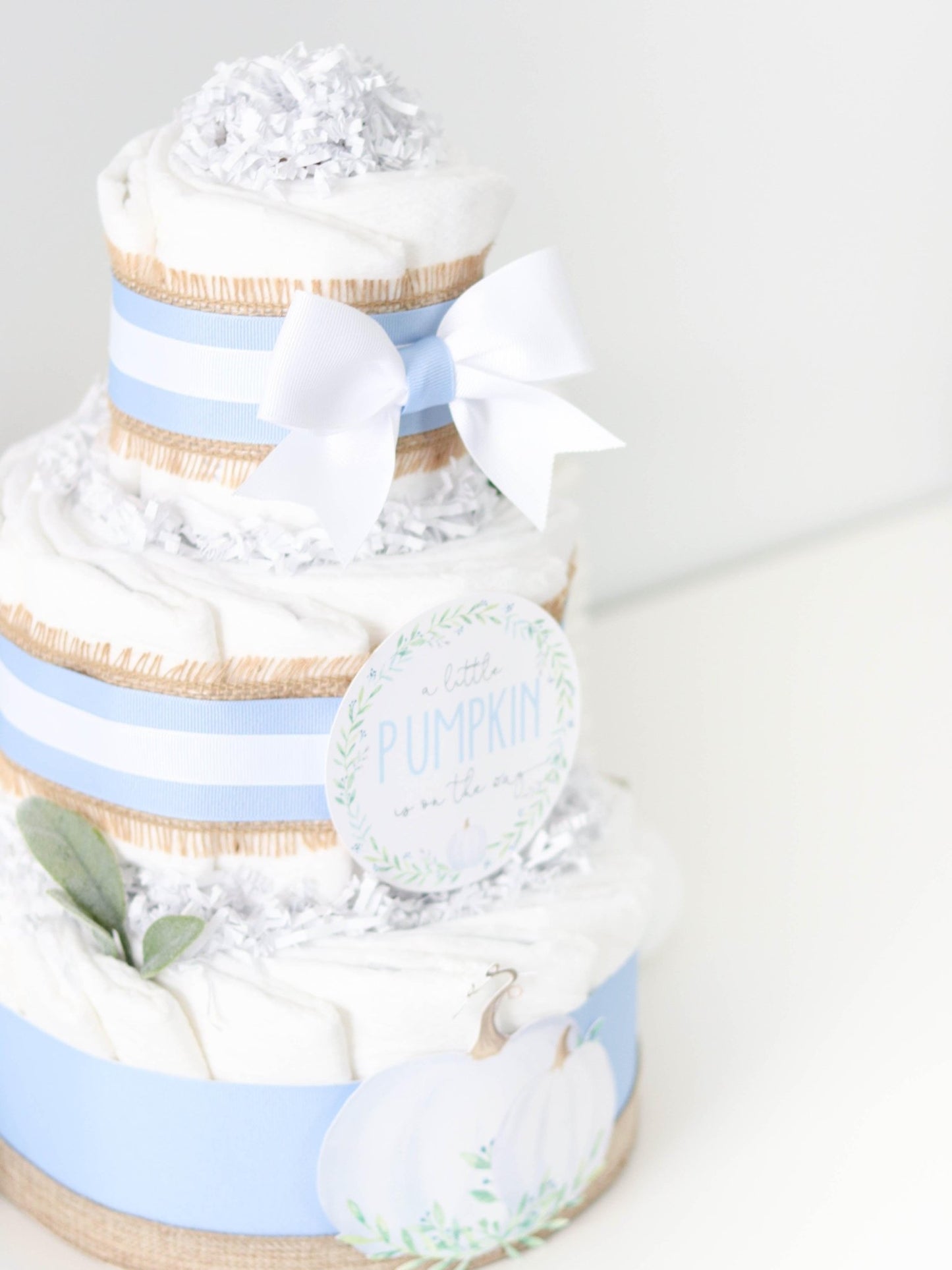 Blue Pumpkin Diaper Cake - Baby Blossom Company