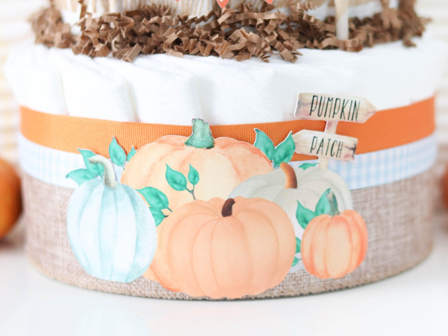 Blue Pumpkin Patch Diaper Cake - Baby Blossom Company