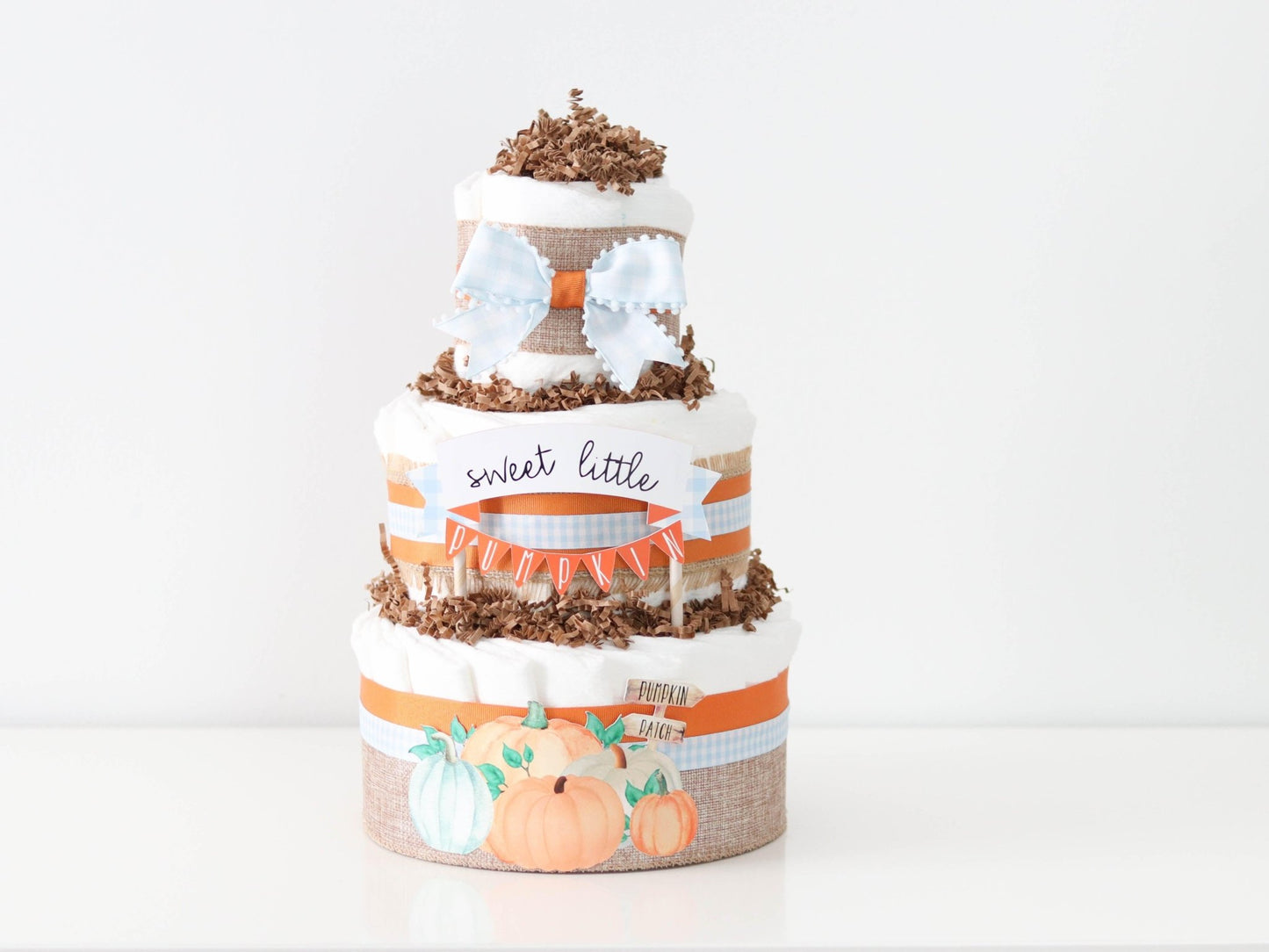 Blue Pumpkin Patch Diaper Cake - Baby Blossom Company