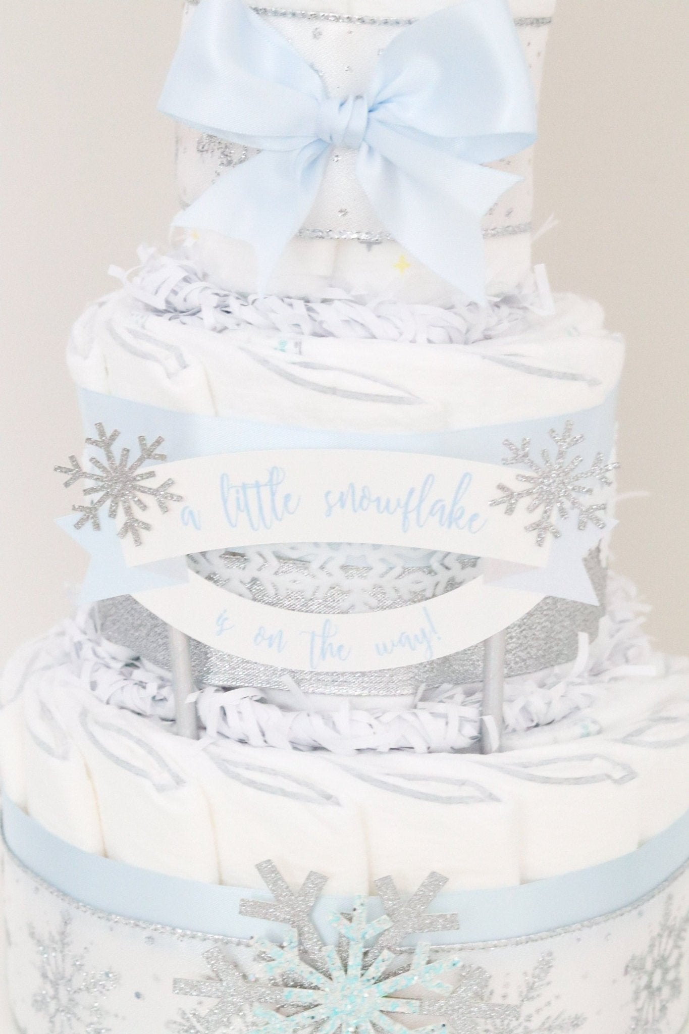 Blue Snowflake Diaper Cake - Baby Blossom Company