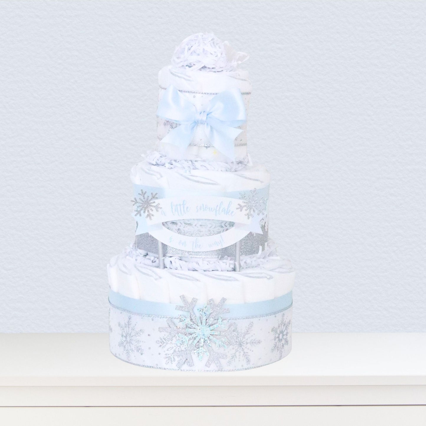 Blue Snowflake Diaper Cake - Baby Blossom Company