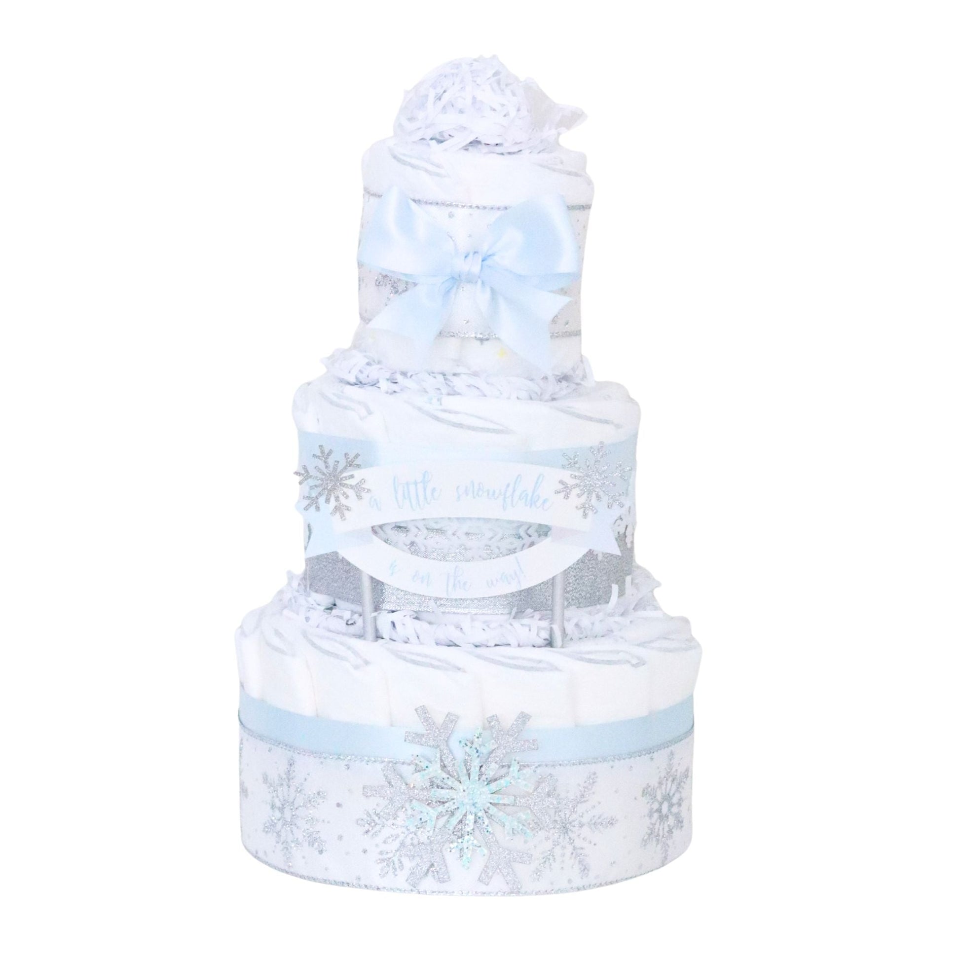 Blue Snowflake Diaper Cake - Baby Blossom Company