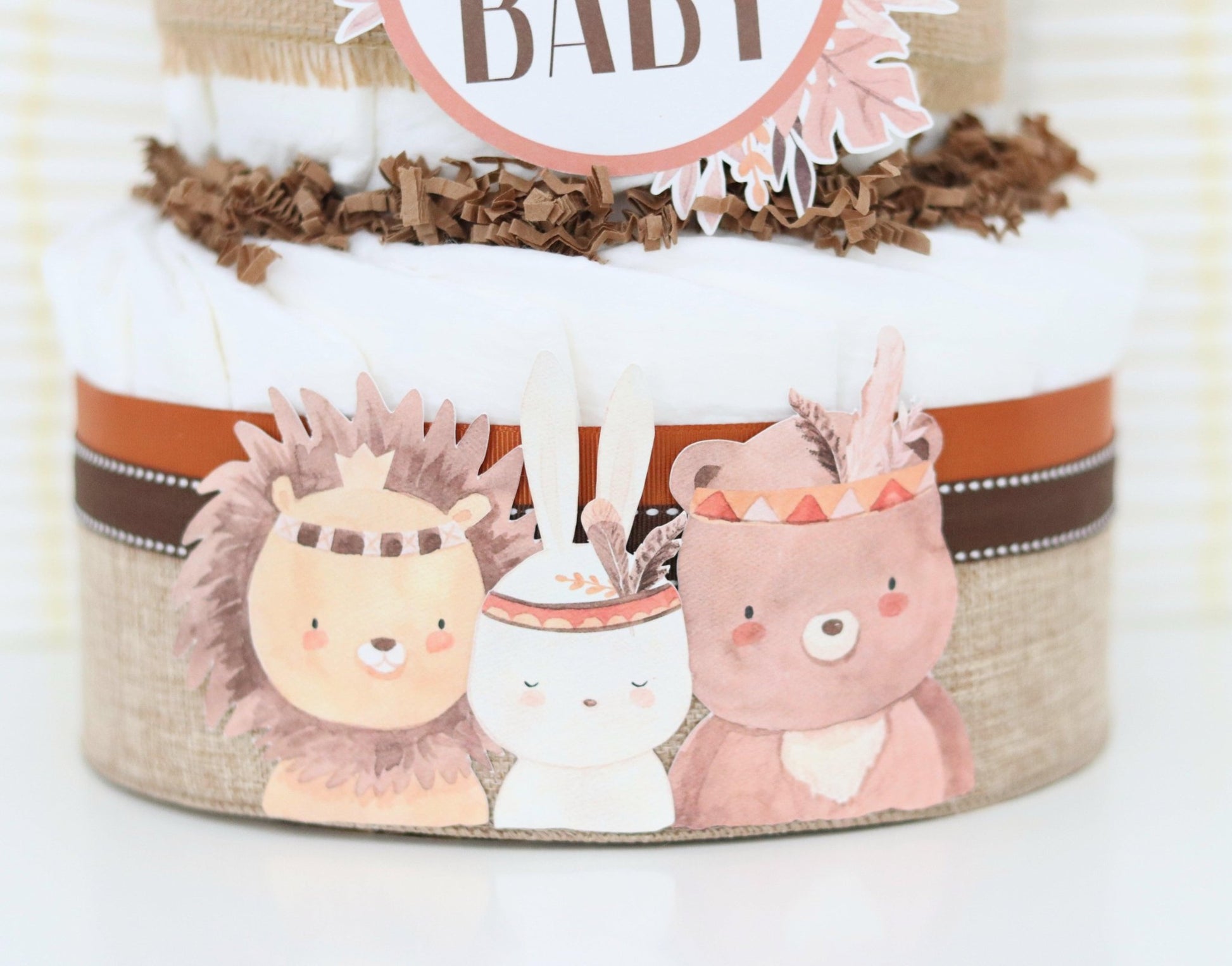 Boho Animals Diaper Cake - Baby Blossom Company