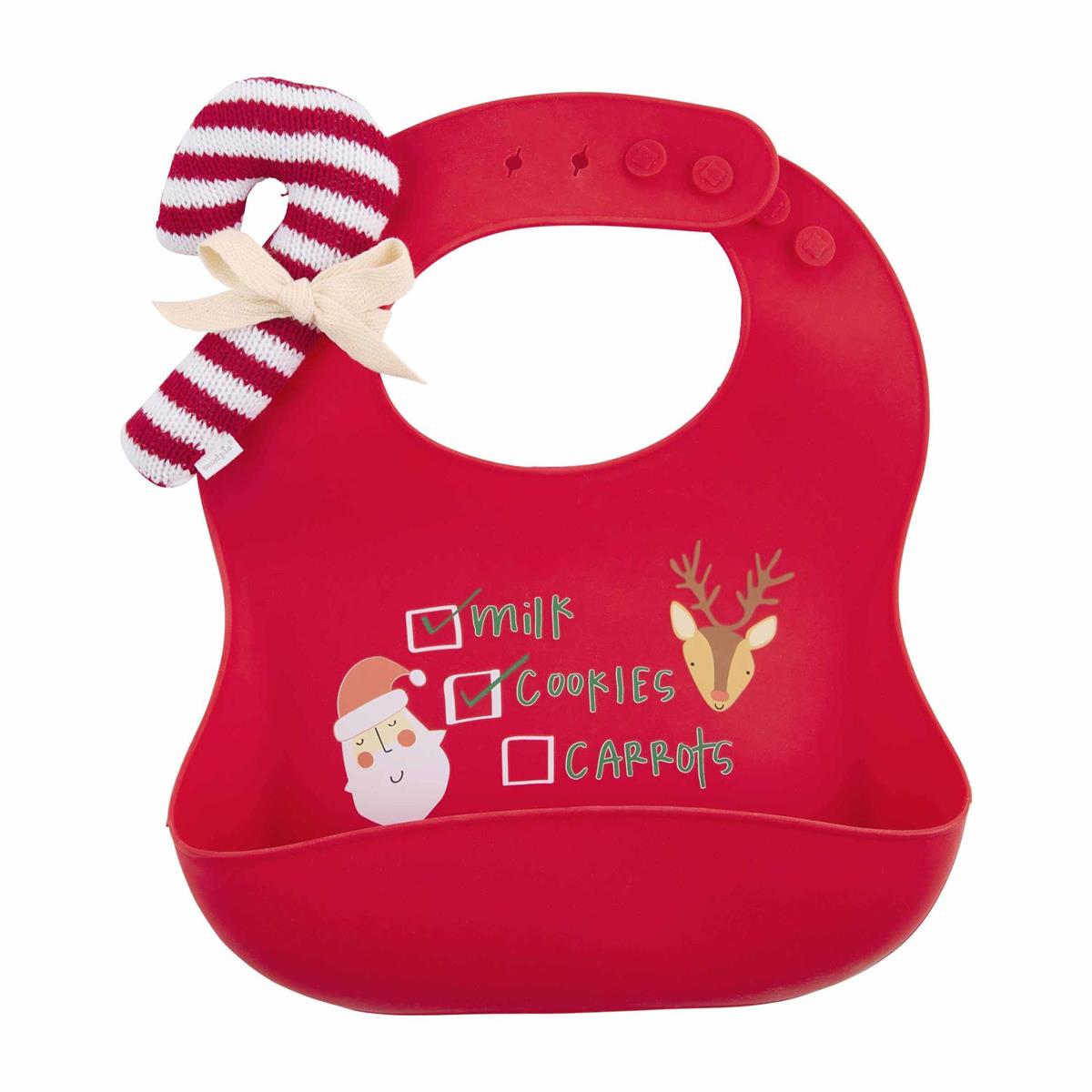 Candy Cane Silicone Bib & Rattle Set - Baby Blossom Company