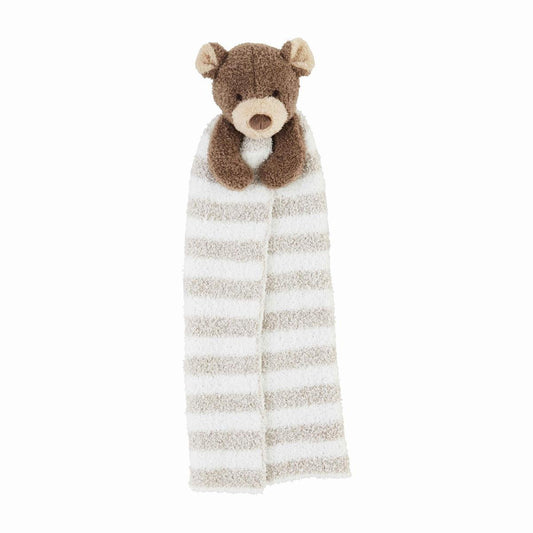 Chenille Striped Bear Lovey Blanket - Baby Blossom Company