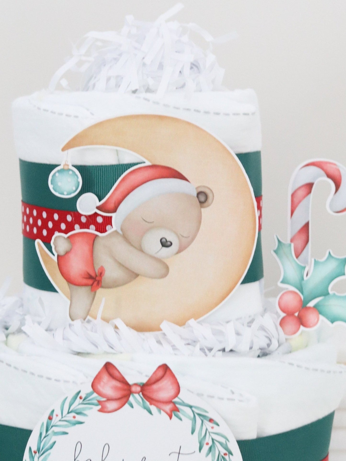 Christmas Bear Diaper Cake - Baby Blossom Company