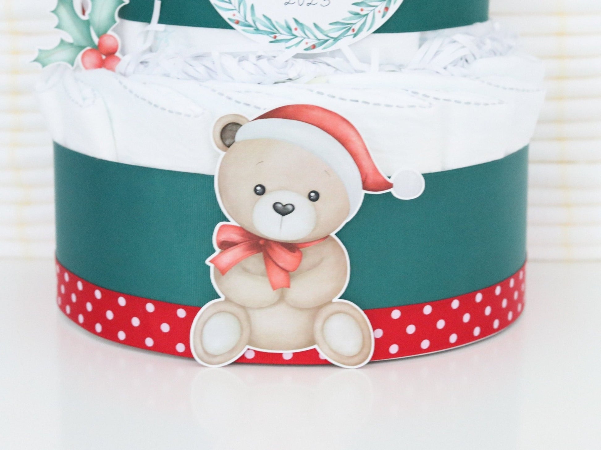 Christmas Bear Diaper Cake - Baby Blossom Company