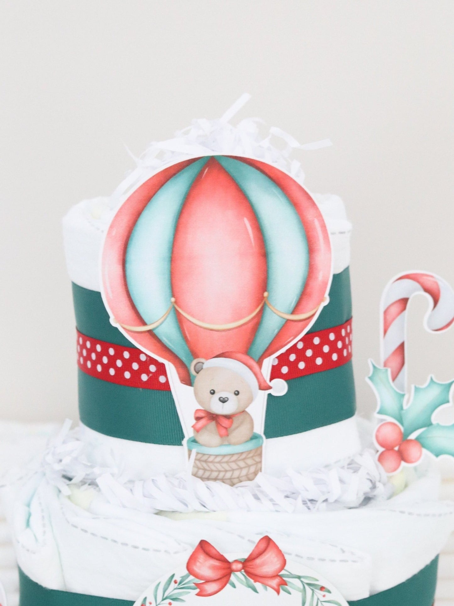 Christmas Bear Diaper Cake - Baby Blossom Company