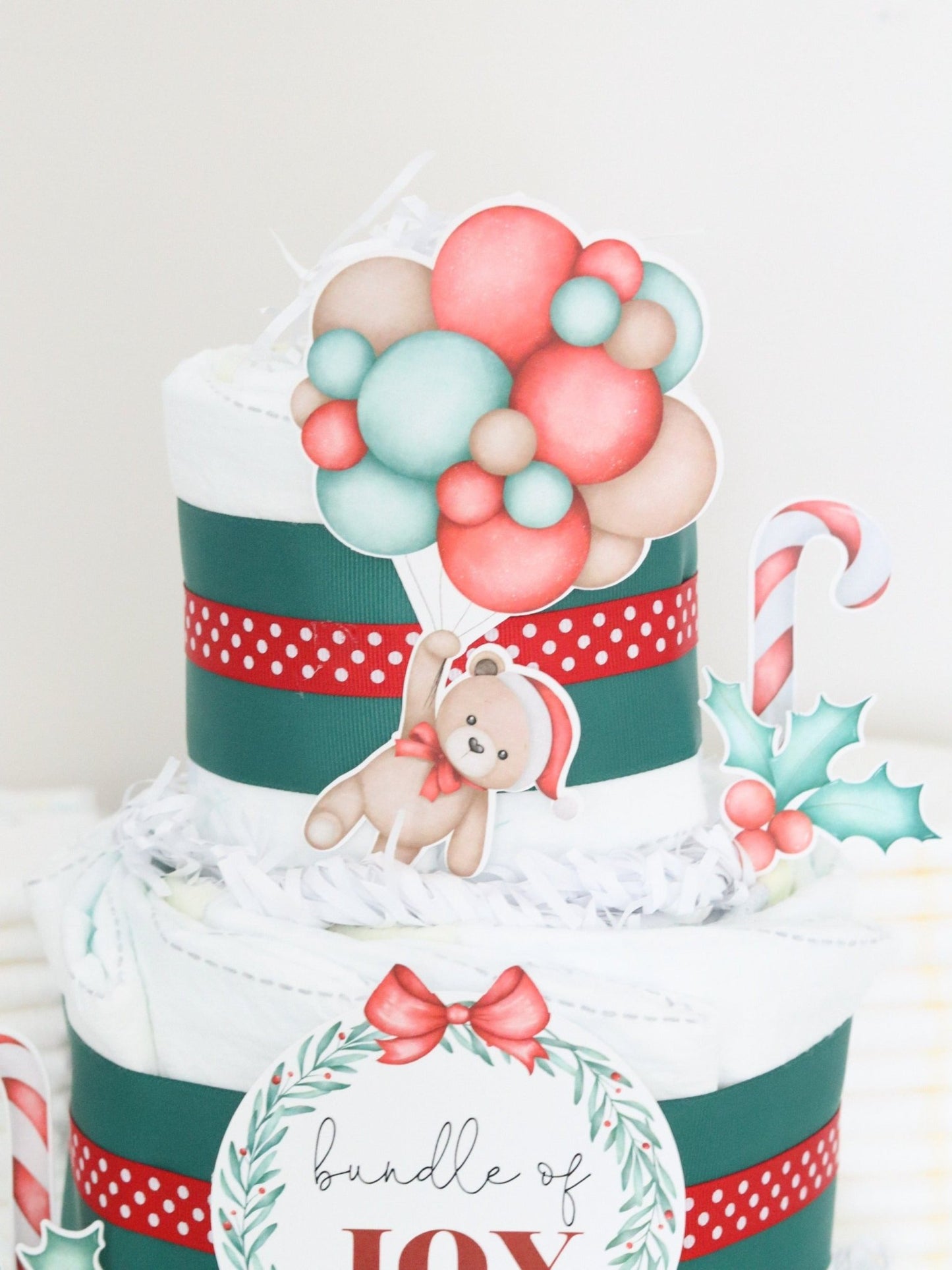 Christmas Bear Diaper Cake - Baby Blossom Company