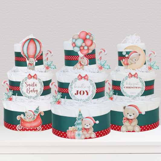 Christmas Bear Diaper Cake - Baby Blossom Company