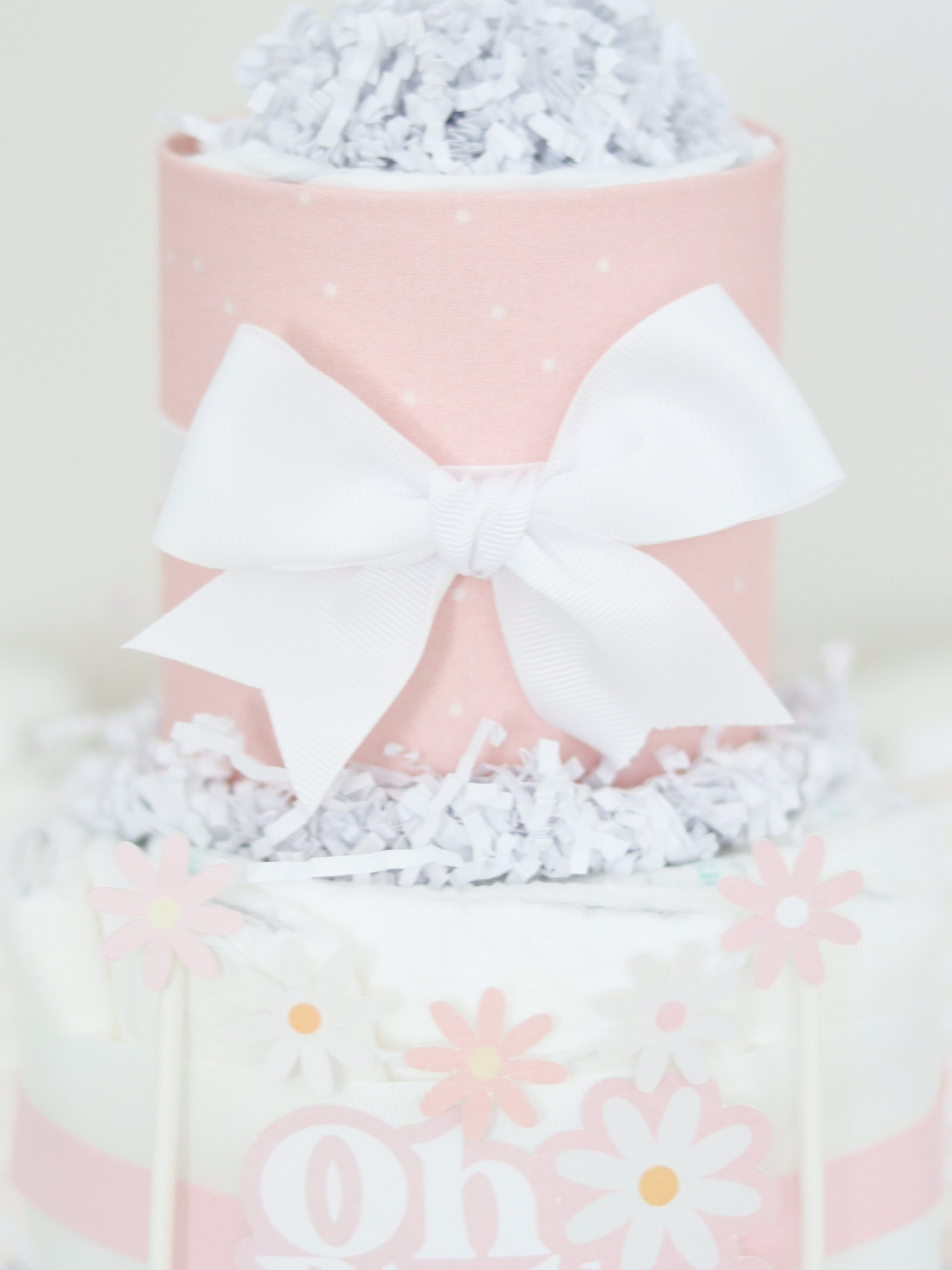 daisy diaper cake white bow