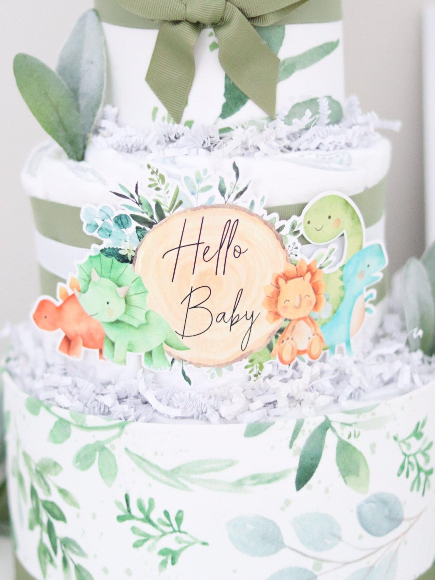 Dino Greenery Diaper Cake - Baby Blossom Company