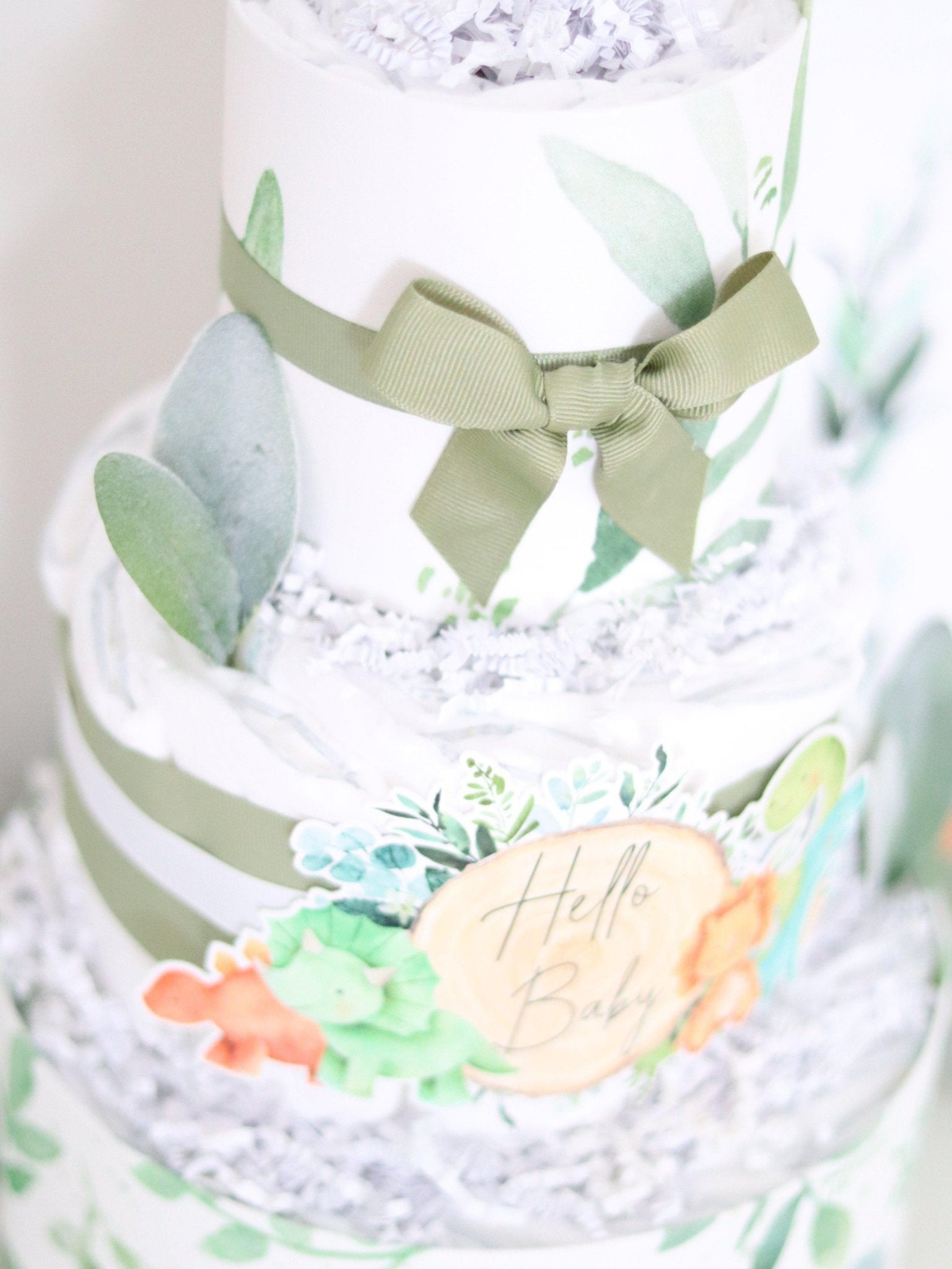 Dino Greenery Diaper Cake - Baby Blossom Company