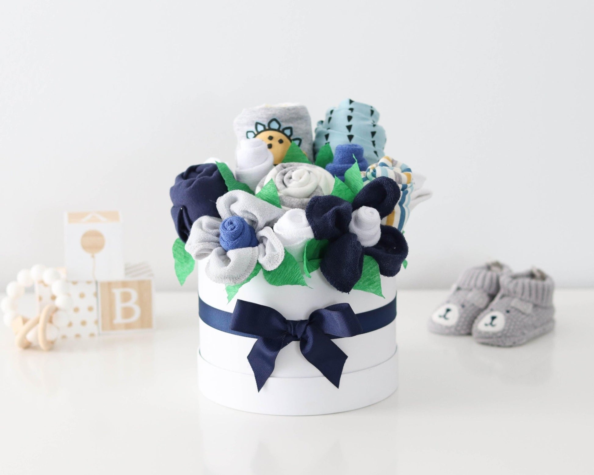 Dinosaur Blues Baby Gift Box Bouquet Collection - Baby Blossom Company